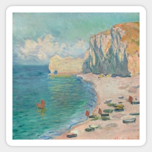 Etretat - The Beach and the Falaise d'Amont by Claude Monet Sticker